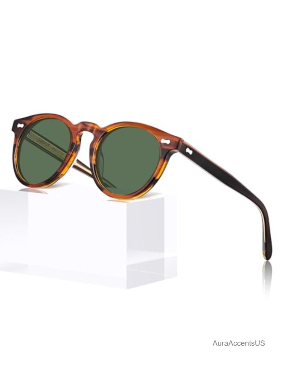 Polarized Round Acetate Sunglasses UV400 Full Frame for Men